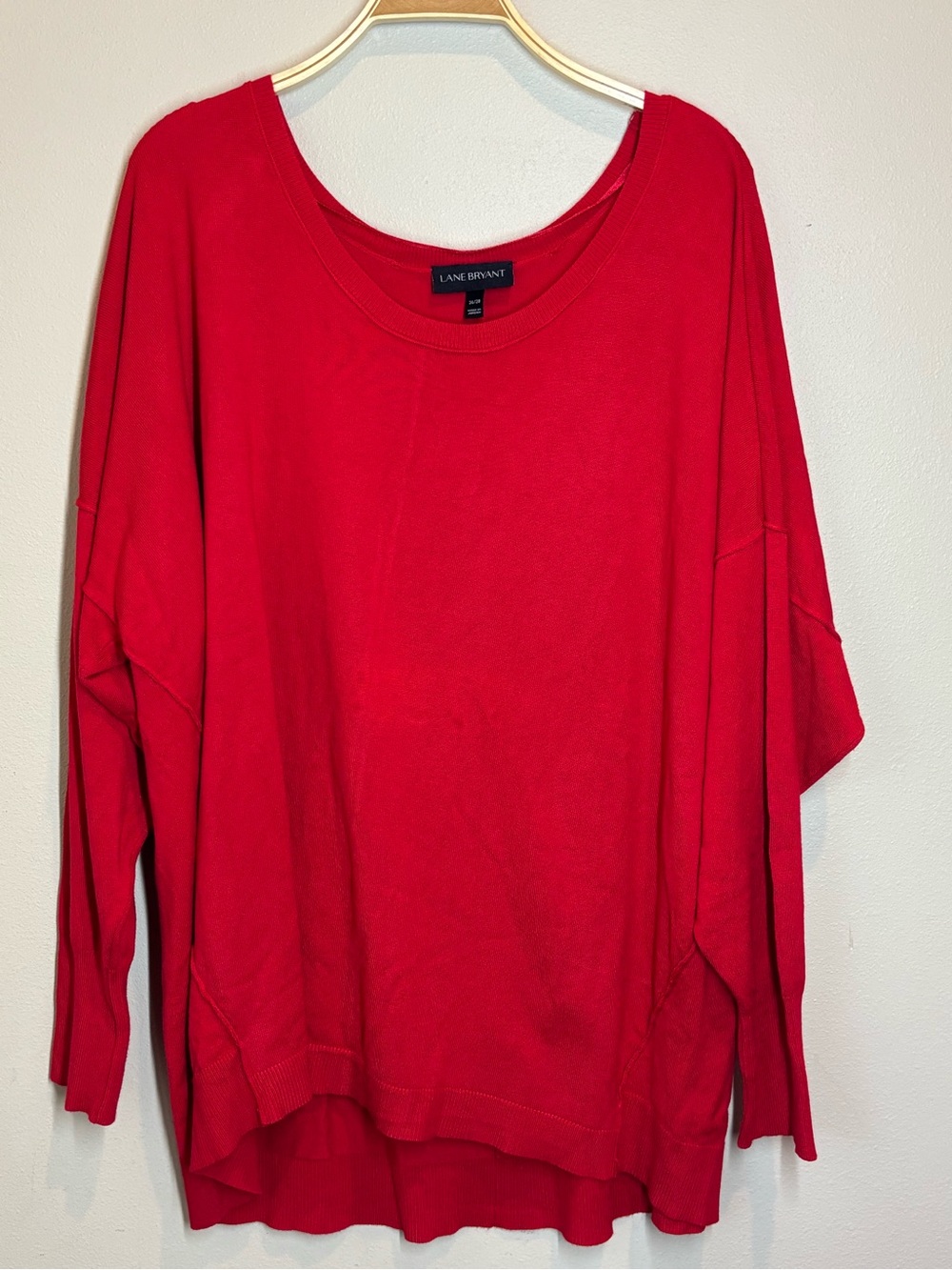 Lane Bryant Red Lightweight Scoop Neck Drop Shoulder Sweater, size 26/28